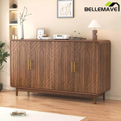 Bellemave® 4 Door Wooden Storage Cabinet - Farmhouse Style Sideboard with Adjustable Shelves for Living Room, Kitchen, Dining Room, entryway - Bellemave