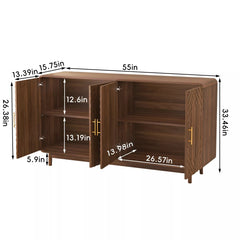 Bellemave® 4 Door Wooden Storage Cabinet - Farmhouse Style Sideboard with Adjustable Shelves for Living Room, Kitchen, Dining Room, entryway - Bellemave