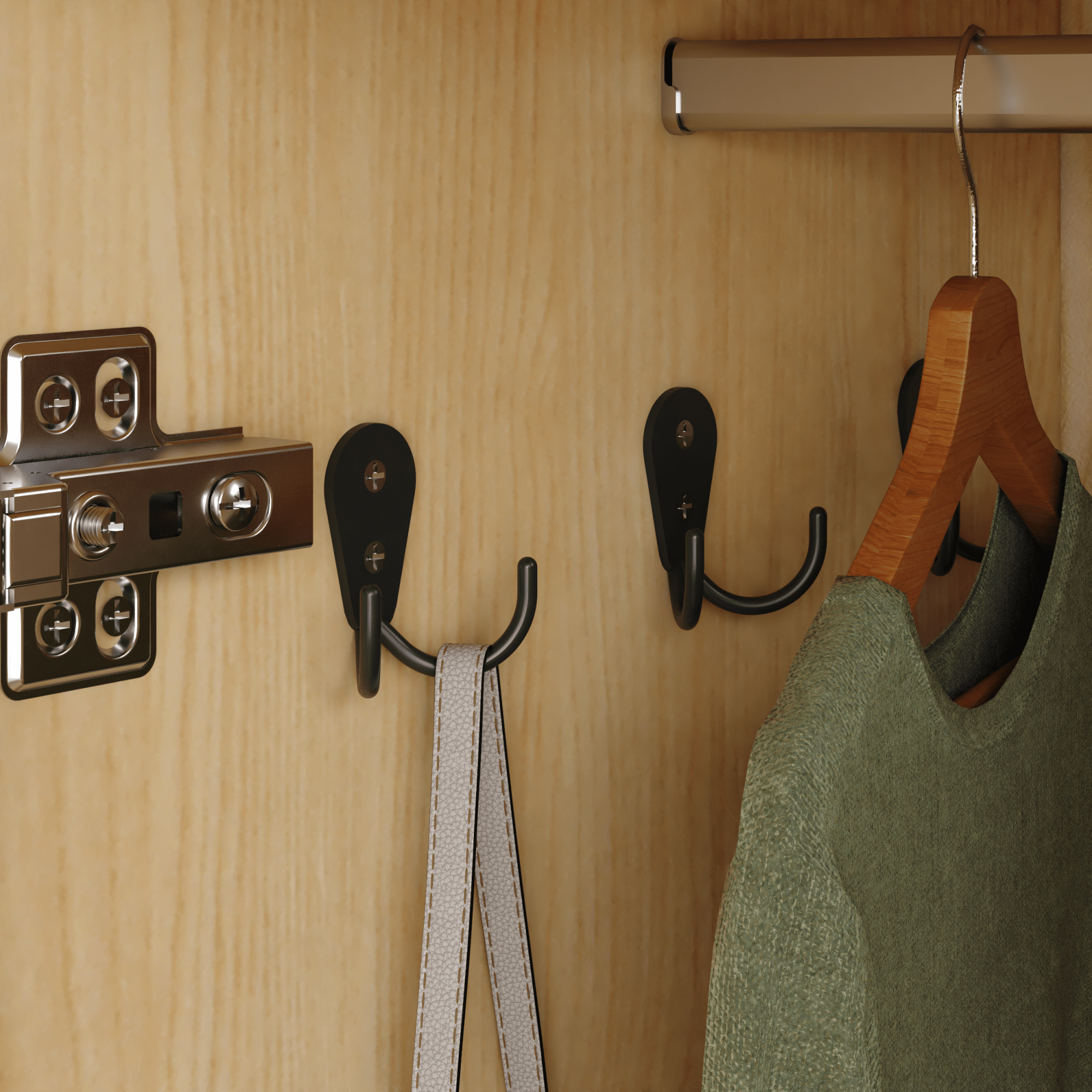 Bellemave® 4 Doors Wardrobe Closet with Mirror, LED Wardrobe with Doors and 2 Drawers, Wooden Wardrobe Storage Cabinet with Hanging Rod, Adjustable Shelves, Natural - Bellemave