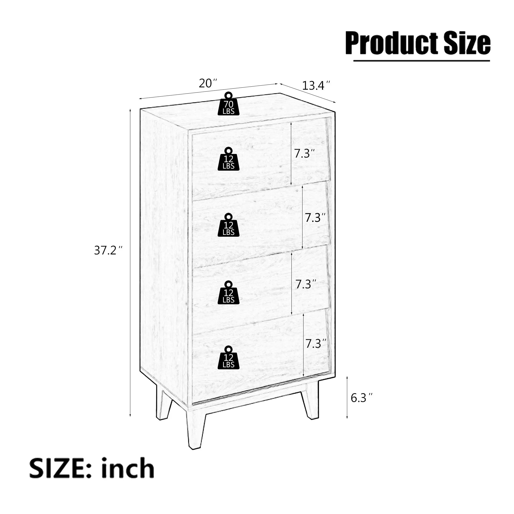 Bellemave® 4 Drawer Double Dresser Features Vintage - style and Bevel Design - Bellemave
