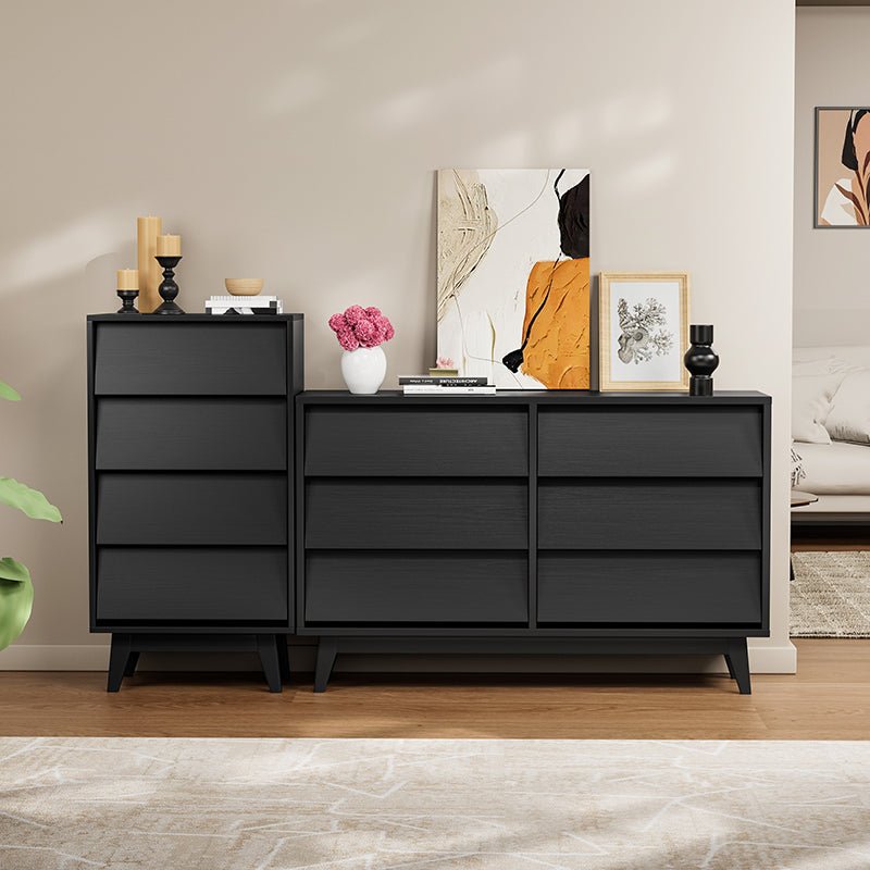 Bellemave® 4 Drawer Double Dresser Features Vintage - style and Bevel Design - Bellemave