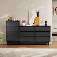 Bellemave® 4 Drawer Double Dresser Features Vintage - style and Bevel Design - Bellemave