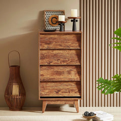 Bellemave® 4 Drawer Double Dresser Features Vintage - style and Bevel Design - Bellemave