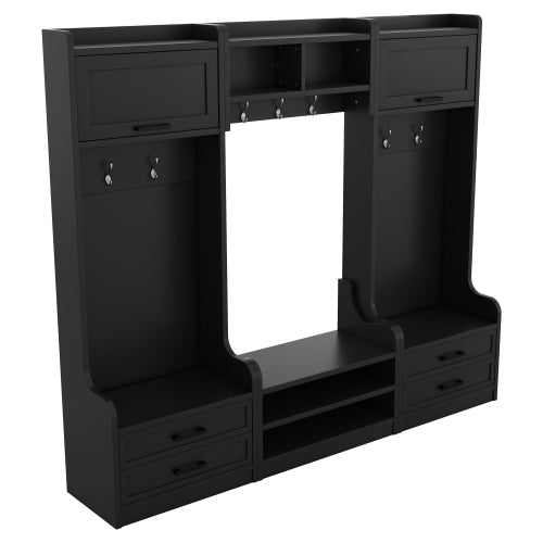 Bellemave® 4 - in - 1 Detachable Hall Tree with Storage and 7 Hooks, Storage Drawers and Cabinet - Bellemave