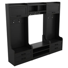 Bellemave® 4 - in - 1 Detachable Hall Tree with Storage and 7 Hooks, Storage Drawers and Cabinet - Bellemave