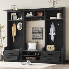 Bellemave® 4 - in - 1 Detachable Hall Tree with Storage and 7 Hooks, Storage Drawers and Cabinet - Bellemave