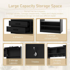 Bellemave® 4 - in - 1 Detachable Hall Tree with Storage and 7 Hooks,Storage Drawers and Cabinet - Bellemave