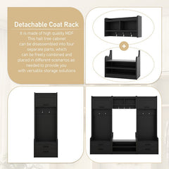 Bellemave® 4 - in - 1 Detachable Hall Tree with Storage and 7 Hooks,Storage Drawers and Cabinet - Bellemave
