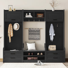 Bellemave® 4 - in - 1 Detachable Hall Tree with Storage and 7 Hooks,Storage Drawers and Cabinet - Bellemave