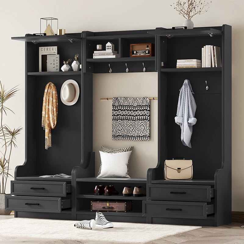 Bellemave® 4 - in - 1 Detachable Hall Tree with Storage and 7 Hooks,Storage Drawers and Cabinet - Bellemave