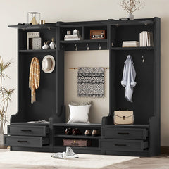 Bellemave® 4 - in - 1 Detachable Hall Tree with Storage and 7 Hooks,Storage Drawers and Cabinet - Bellemave