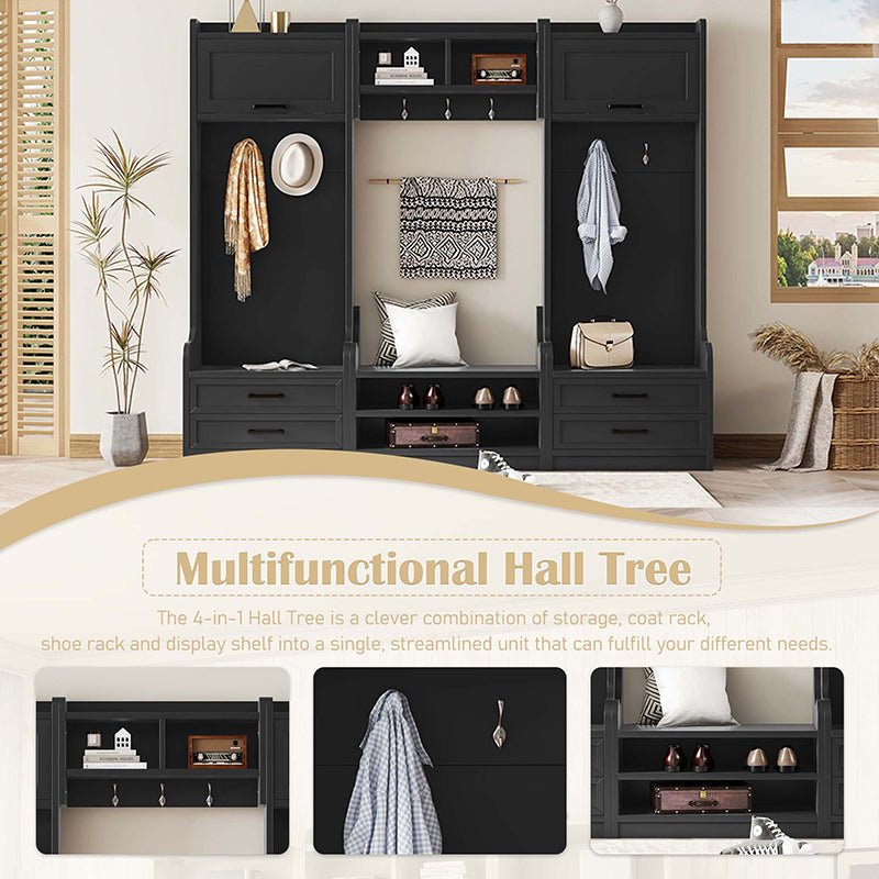 Bellemave® 4 - in - 1 Detachable Hall Tree with Storage and 7 Hooks,Storage Drawers and Cabinet - Bellemave