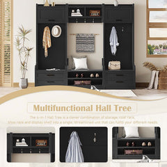 Bellemave® 4 - in - 1 Detachable Hall Tree with Storage and 7 Hooks,Storage Drawers and Cabinet - Bellemave