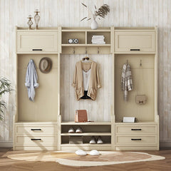 Bellemave® 4 - in - 1 Detachable Hall Tree with Storage and 7 Hooks,Storage Drawers and Cabinet - Bellemave