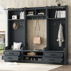 Bellemave® 4 - in - 1 Detachable Hall Tree with Storage and 7 Hooks,Storage Drawers and Cabinet - Bellemave