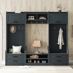 Bellemave® 4 - in - 1 Detachable Hall Tree with Storage and 7 Hooks,Storage Drawers and Cabinet - Bellemave