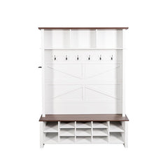Bellemave® 4 - in - 1 Hall Tree with 6 Hooks, Adjustable Shelves and 16 Open Compartments - Bellemave