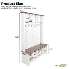 Bellemave® 4 - in - 1 Hall Tree with 6 Hooks, Adjustable Shelves and 16 Open Compartments - Bellemave