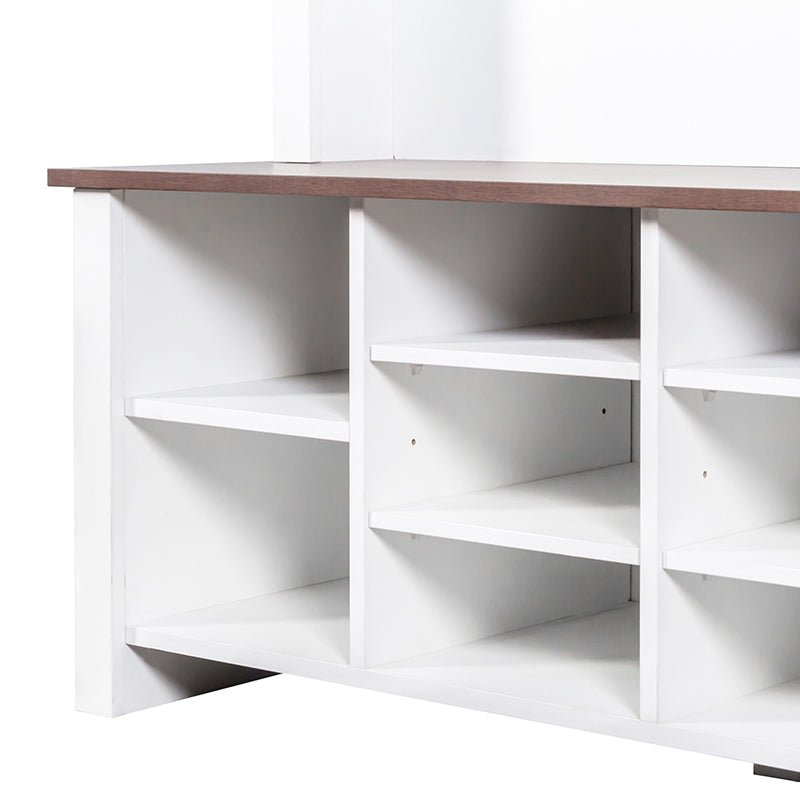 Bellemave® 4 - in - 1 Hall Tree with 6 Hooks, Adjustable Shelves and 16 Open Compartments - Bellemave