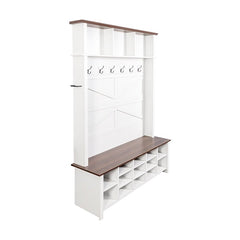Bellemave® 4 - in - 1 Hall Tree with 6 Hooks, Adjustable Shelves and 16 Open Compartments - Bellemave
