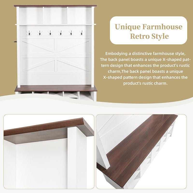 Bellemave® 4 - in - 1 Hall Tree with 6 Hooks, Adjustable Shelves and 16 Open Compartments - Bellemave