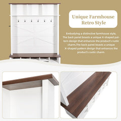 Bellemave® 4 - in - 1 Hall Tree with 6 Hooks, Adjustable Shelves and 16 Open Compartments - Bellemave