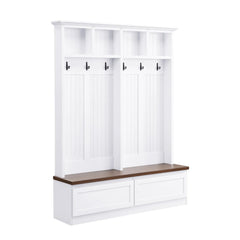 Bellemave® 4 - in - 1 Hall Tree with Wood Grain Bench and 2 Large Drawer - Bellemave