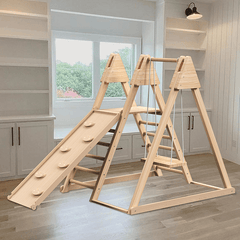Bellemave® 4 - in - 1 Jungle Gym Playset with Baby Swing, Slide, Ladder, and Climbing Wall - Bellemave
