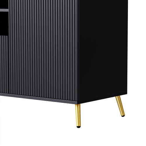 Bellemave® 4 - Piece Multifunctional TV Stand Media Storage Cabinet with 13 shelves,8 Drawers and 2 Cabinets, with Fluted Line Surface - Bellemave