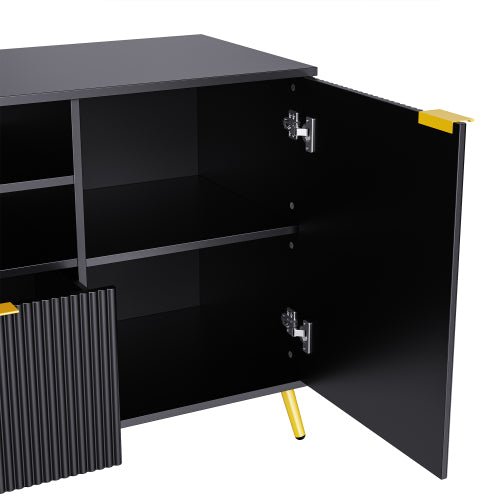 Bellemave® 4 - Piece Multifunctional TV Stand Media Storage Cabinet with 13 shelves,8 Drawers and 2 Cabinets, with Fluted Line Surface - Bellemave