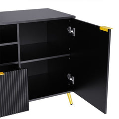 Bellemave® 4 - Piece Multifunctional TV Stand Media Storage Cabinet with 13 shelves,8 Drawers and 2 Cabinets, with Fluted Line Surface - Bellemave