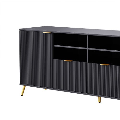 Bellemave® 4 - Piece Multifunctional TV Stand Media Storage Cabinet with 13 shelves,8 Drawers and 2 Cabinets, with Fluted Line Surface - Bellemave