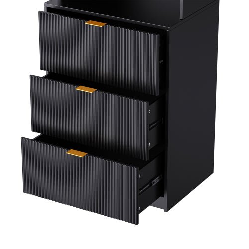 Bellemave® 4 - Piece Multifunctional TV Stand Media Storage Cabinet with 13 shelves,8 Drawers and 2 Cabinets, with Fluted Line Surface - Bellemave
