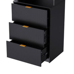Bellemave® 4 - Piece Multifunctional TV Stand Media Storage Cabinet with 13 shelves,8 Drawers and 2 Cabinets, with Fluted Line Surface - Bellemave