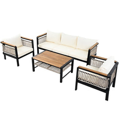 Bellemave® 4 Pieces Outdoor Sectional Sofa Set with Cushions and a Coffee Table - Bellemave