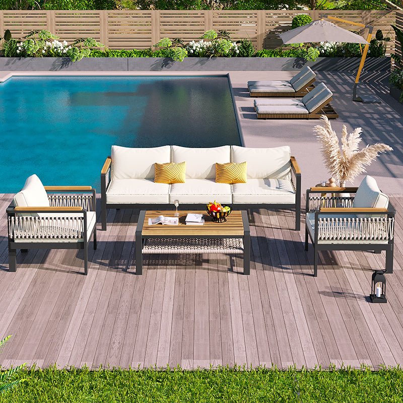 Bellemave® 4 Pieces Outdoor Sectional Sofa Set with Cushions and a Coffee Table - Bellemave