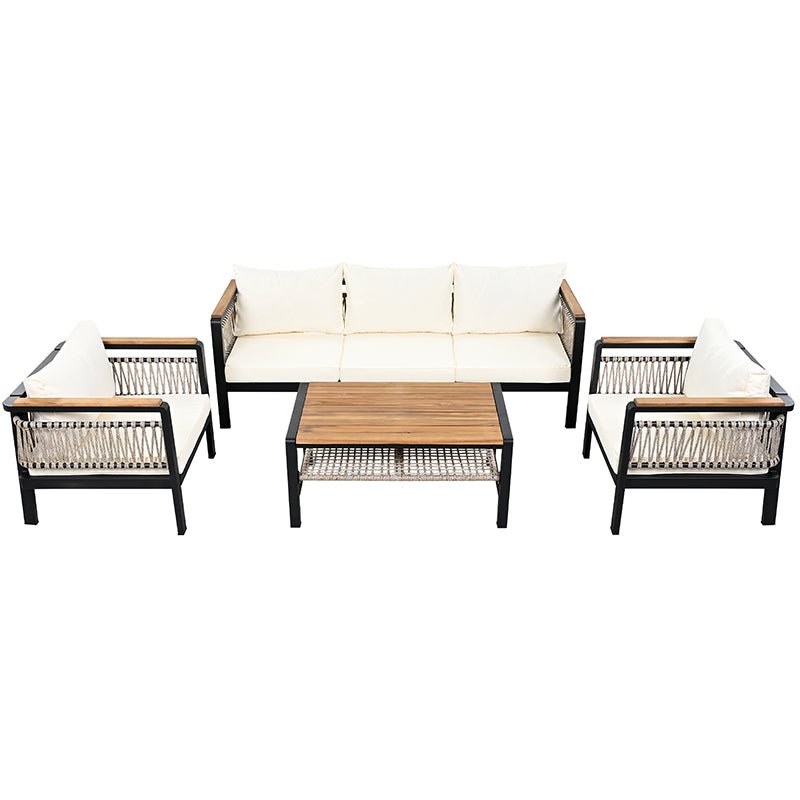 Bellemave® 4 Pieces Outdoor Sectional Sofa Set with Cushions and a Coffee Table - Bellemave