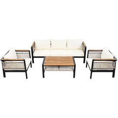 Bellemave® 4 Pieces Outdoor Sectional Sofa Set with Cushions and a Coffee Table - Bellemave