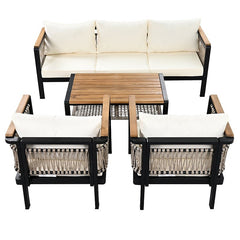 Bellemave® 4 Pieces Outdoor Sectional Sofa Set with Cushions and a Coffee Table - Bellemave