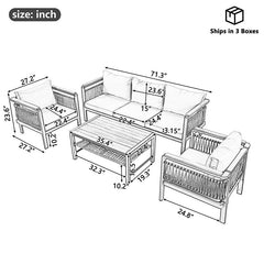Bellemave® 4 Pieces Outdoor Sectional Sofa Set with Cushions and a Coffee Table - Bellemave