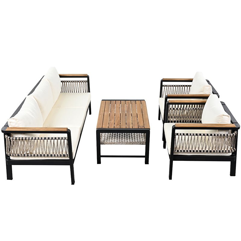 Bellemave® 4 Pieces Outdoor Sectional Sofa Set with Cushions and a Coffee Table - Bellemave