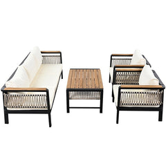 Bellemave® 4 Pieces Outdoor Sectional Sofa Set with Cushions and a Coffee Table - Bellemave