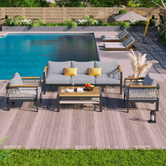 Bellemave® 4 Pieces Outdoor Sectional Sofa Set with Cushions and a Coffee Table - Bellemave