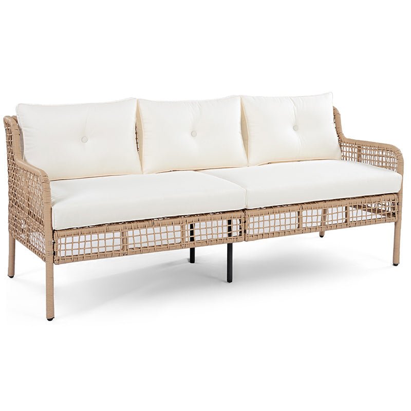 Bellemave® 4 Pieces Patio Furniture Set with Table, 2 Swivel Chairs and Outdoor Wicker Sofa - Bellemave