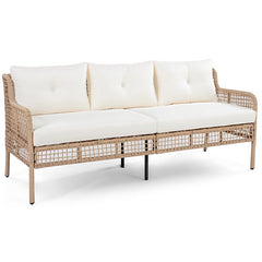 Bellemave® 4 Pieces Patio Furniture Set with Table, 2 Swivel Chairs and Outdoor Wicker Sofa - Bellemave