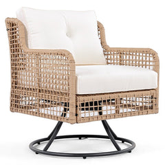 Bellemave® 4 Pieces Patio Furniture Set with Table, 2 Swivel Chairs and Outdoor Wicker Sofa - Bellemave