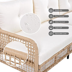 Bellemave® 4 Pieces Patio Furniture Set with Table, 2 Swivel Chairs and Outdoor Wicker Sofa - Bellemave