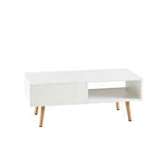 Bellemave® 41.34" Rattan Coffee table, Sliding Door For Storage, Solid Wood Legs - Bellemave