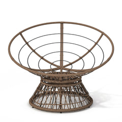 Bellemave® 41.5" Ergonomic PE Rattan Wicker Accent Chair with Cushion Modern Reading Chair with Iron Frame Leisure Lounge Chair 360° Swivel Chair Indoor Papasan Chair (Beige + Brown) - Bellemave