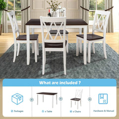 Bellemave® 45.6" 5 - Piece Dining Table Set Home Kitchen Table and Chairs Wood Dining Set - Bellemave